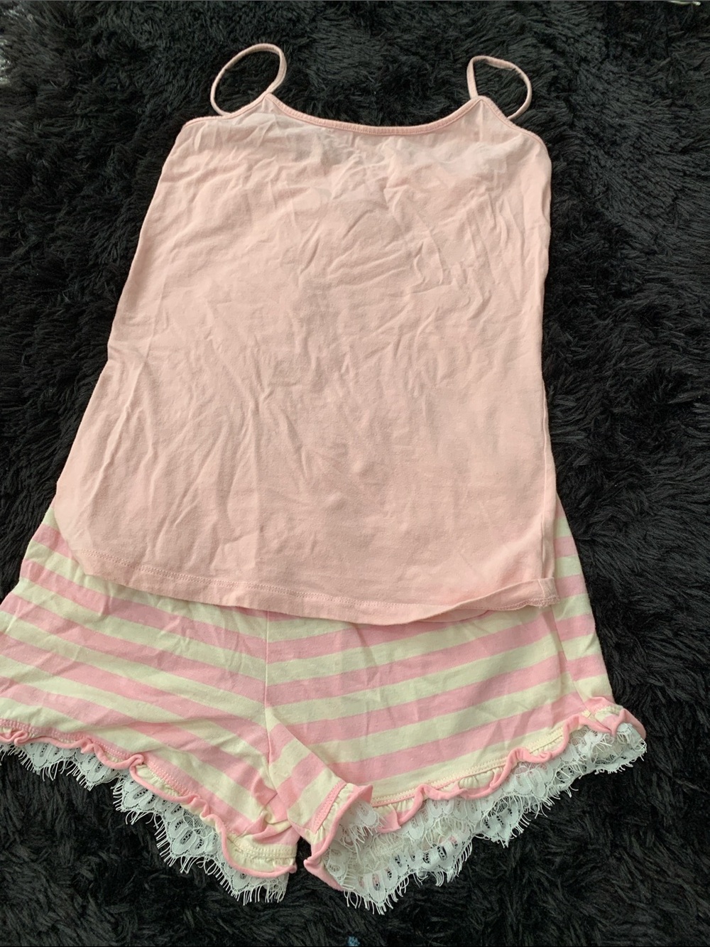 Women's Pink Striped Tank & Shorts Sleep Set lg